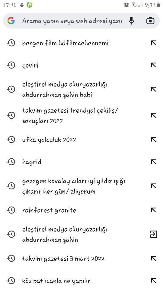 Google geçmişinizde ne var?