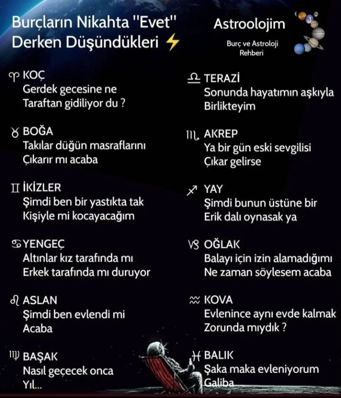 Burçların nikahta Evet derken düşündüğü şeyler nedir?