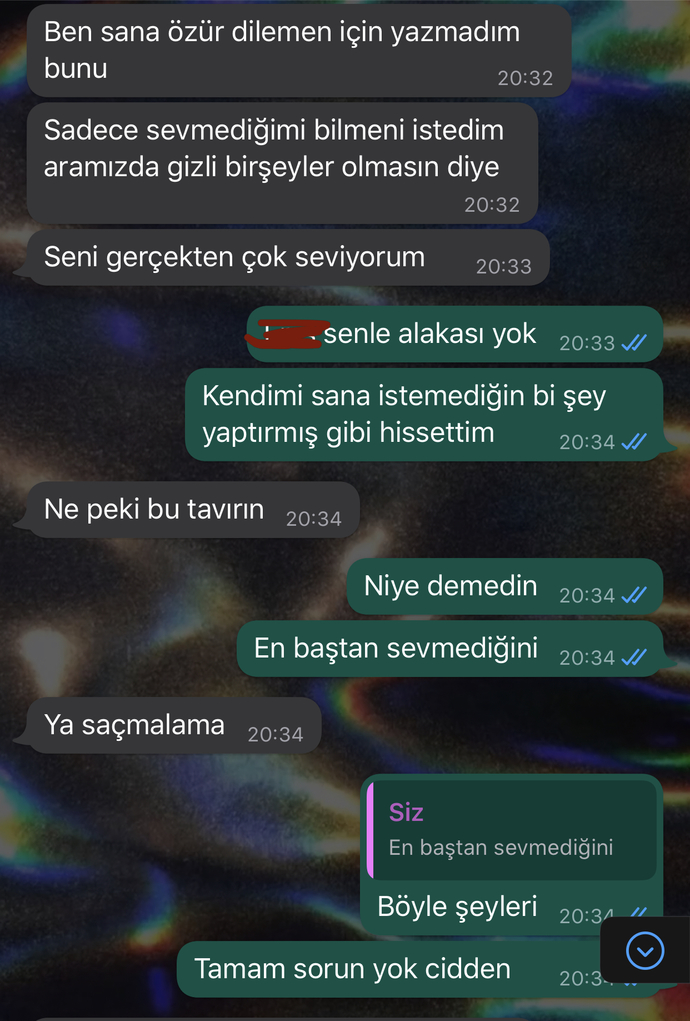 SEVGİLİMLE İLK ÖPÜŞMEDEN SONRA ARAMIZDA GEÇEN DİYALOG SİZCE NİYE BÖYLE DEDİ?
