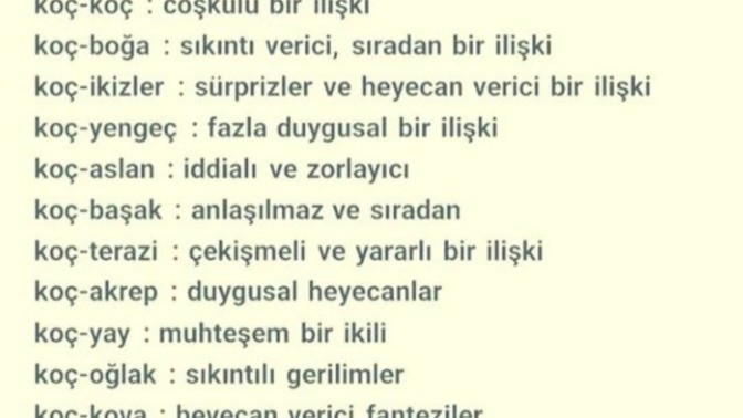 Koç burcu ile burcunun ilişki tablosu nasıl olur acaba?