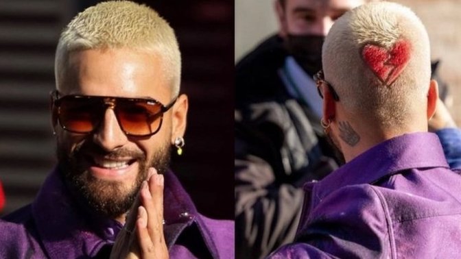 Maluma saçını kırık kalp emojisi şeklinde boyattı. Kafanıza hangi emojiyi yaptırmak isterdiniz😂?