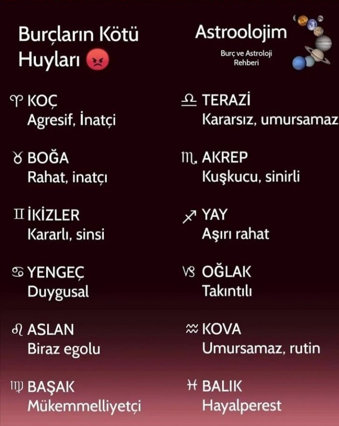 Burcuna göre kötü huyun ne?