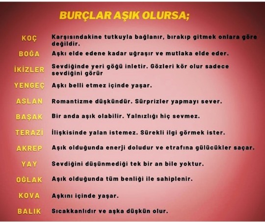 Senin burcun aşık olursa nasıl belirtiler gösterir?
