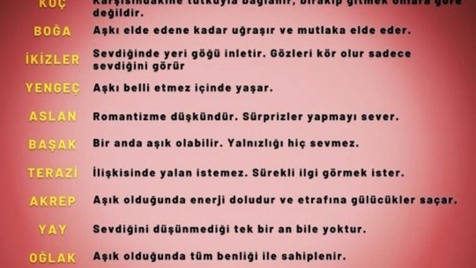 Senin burcun aşık olursa nasıl belirtiler gösterir?