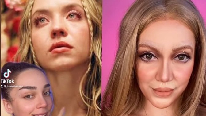 Sosyal medya fenomeni Tuana Tezsay Euphoria-Cassie makyajı yaptı. Sizce benzemiş mi?