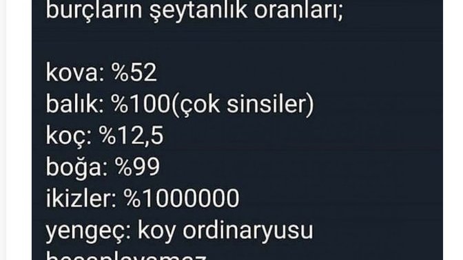Burcuna göre şeytanlık/kötülük oranın nedir 😃?