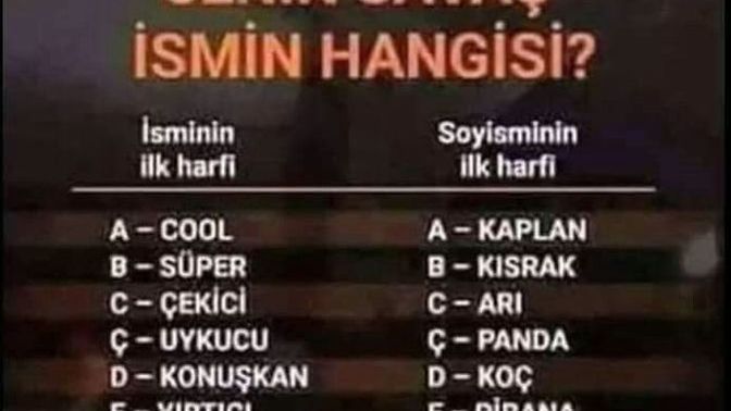 Senin Savaş İsmin Hangisi?
