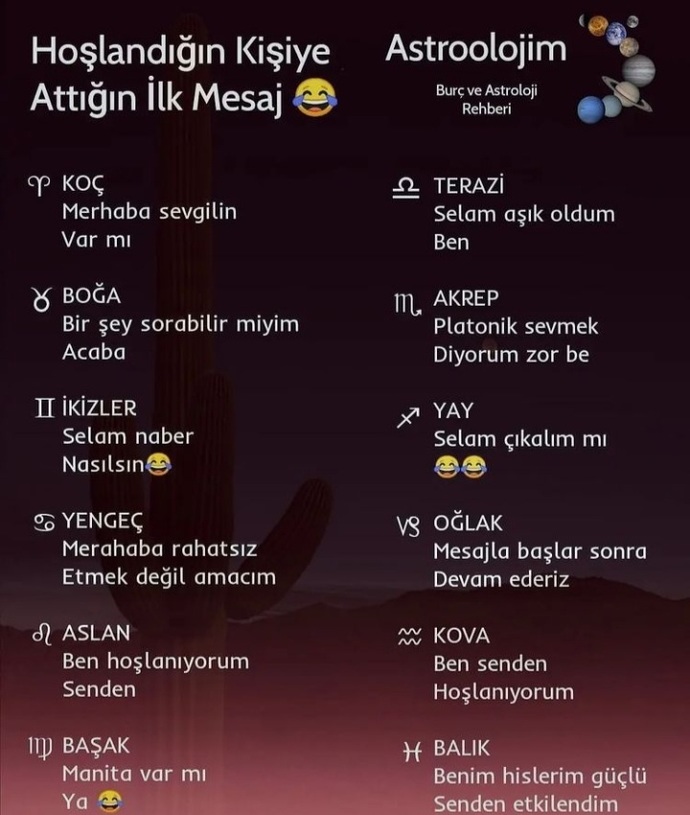 Burcuna göre hoşlandığın kişiye ilk ne mesajı atarsın?