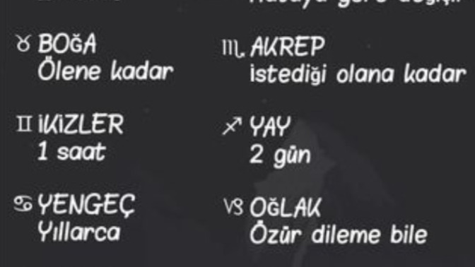 Burcuna göre ne kadar süre kin tutarsın?