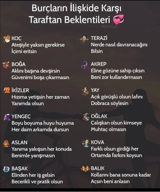 İlişkide karşı taraftan beklentin nedir acaba?