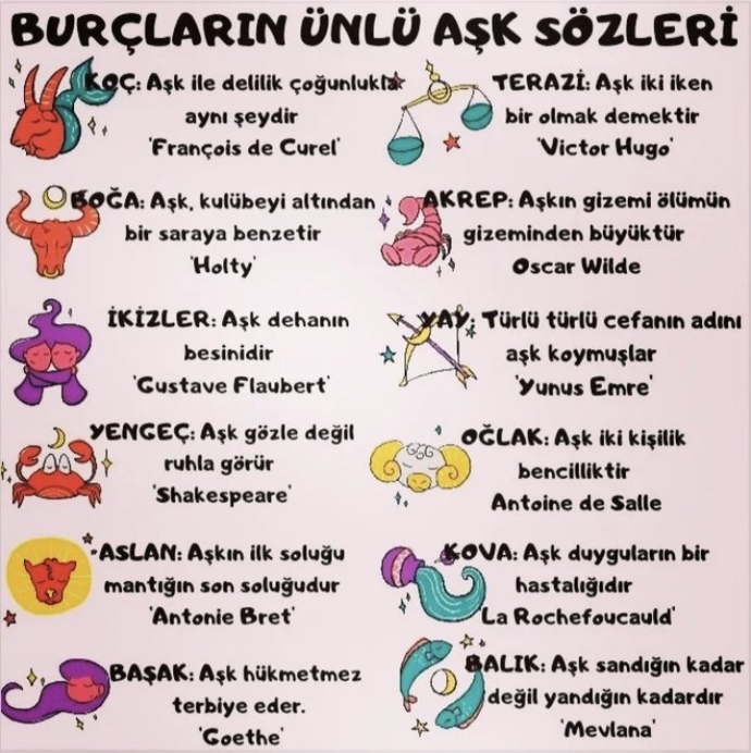 Burcunuza göre aşk sözünüz nedir?