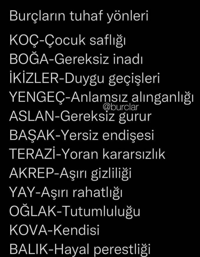 Senin burcunun tuhaf yönü nedir?