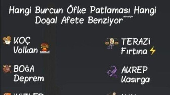 Burcuna göre öfke patlaması hangi doğal afete benziyor?