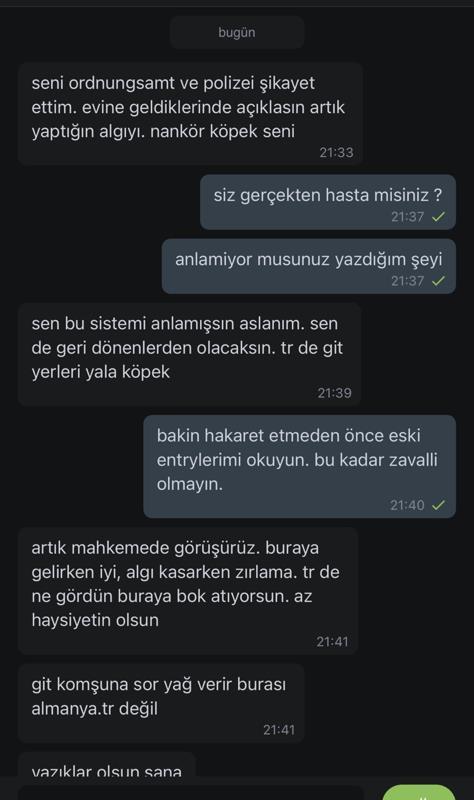 Almanya da yag krizini dile getiren eksi sözlük yazarini tehdit edip alman polisine bildirmisler ne düsünüyorsunuz?
