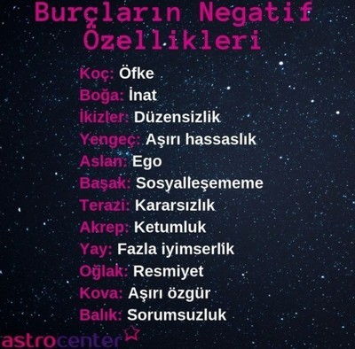 Burcuna göre negatif özelliğin ne?