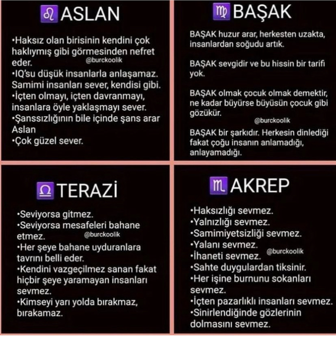 Burçlar senin için nasıl özellikler yazmış?