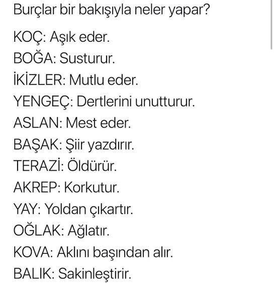 Burcuna göre bir bakışınla ne yaparsın?