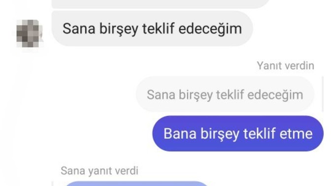 Okuldan bir çocuk bana böyle bir şey yazdı ama ben heyecandan böyle bir şey yazdım, ne yapmalıyım?