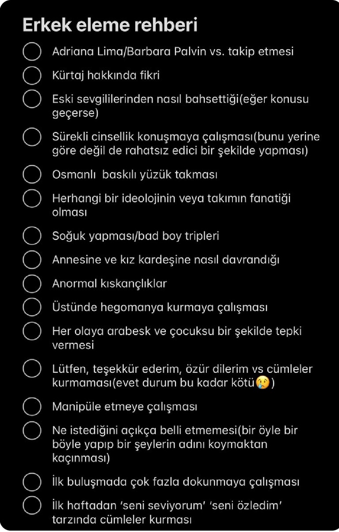 Karşı cinsi eleme rehberinizde neler var?