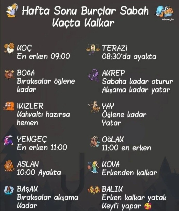 Burcuna göre hafta sonu kaçta uyanırsın?