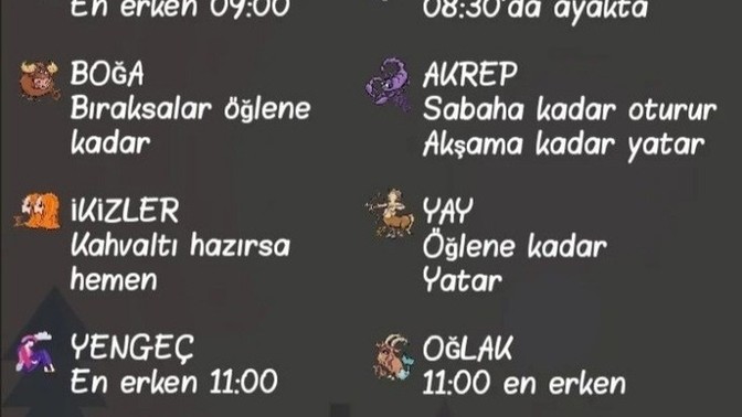 Burcuna göre hafta sonu kaçta uyanırsın?
