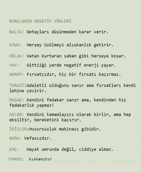 Burcuna göre negatif yönün ne?