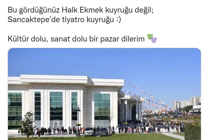 Sancaktepe Belediye Başkanı, tiyatro kuyruğunu paylaştı! Sizce ne demek istedi?