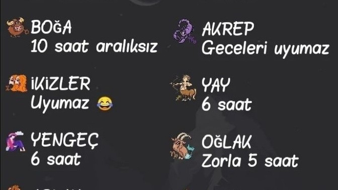 Burcuna göre kaç saat uyumalısın?