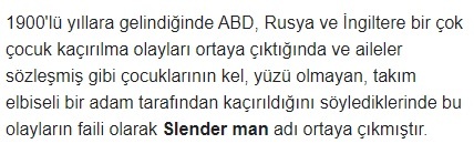 Slenderman'in hikayesini bilen var mı?