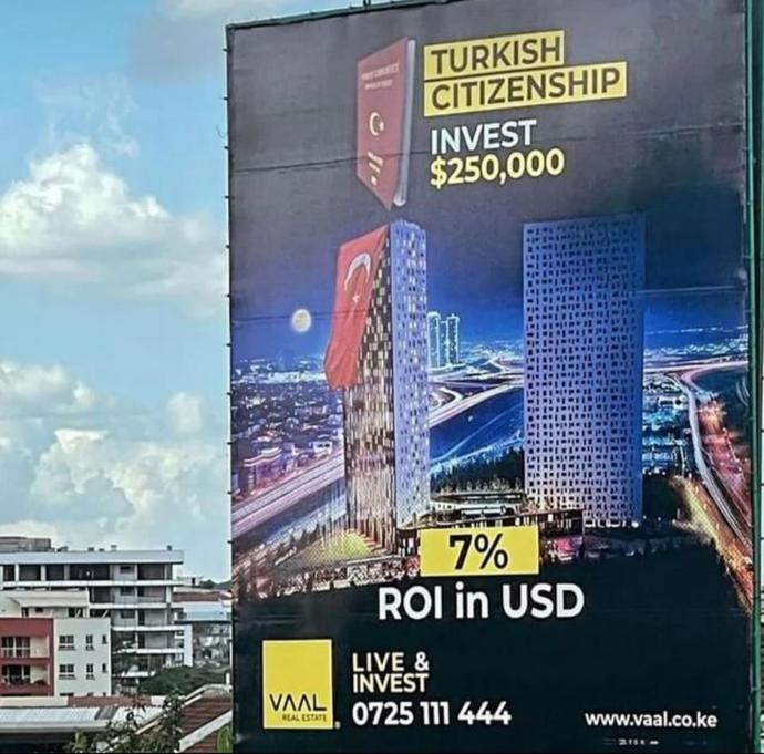Kenyada 250.000 Dolara Türk Vatandaşlığı satılıyor hem de billboardlarda. Bu konuda ne düşünüyorsunuz?