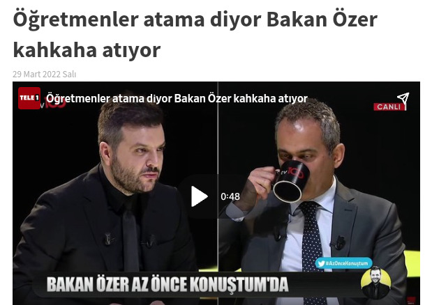 Öğretmenler atama diyor Bakan Özer kahkaha atıyor, sizce bunu eğiten öğretmenler ne düşünüyordur?