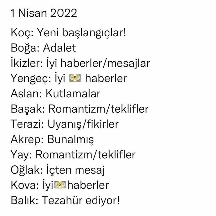 1 Nisan  da burçların durumu nedir?