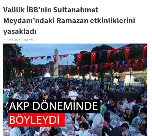 Valiliğin, İBBnin Sultanahmet Meydanındaki Ramazan etkinliklerini yasaklama kararı için ne düşünüyorsunuz?