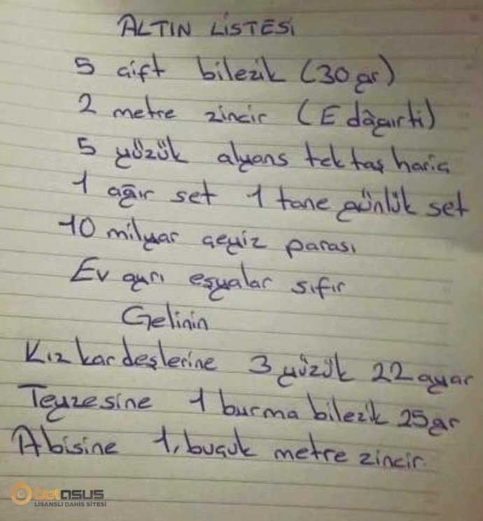 Evlenmek için altın listesi isterseler ne yaparsınız?