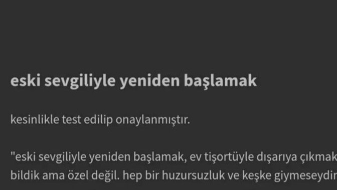 Sizde eski sevgilinizle barisip hersey eskiye döndüğü oldu mu?