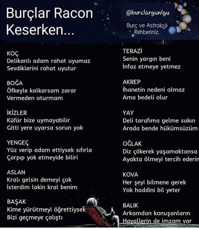 Burcuna göre nasıl racon kesersin?
