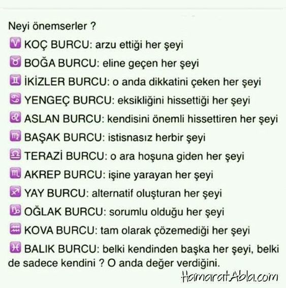 Burçlar neyi önemserler?
