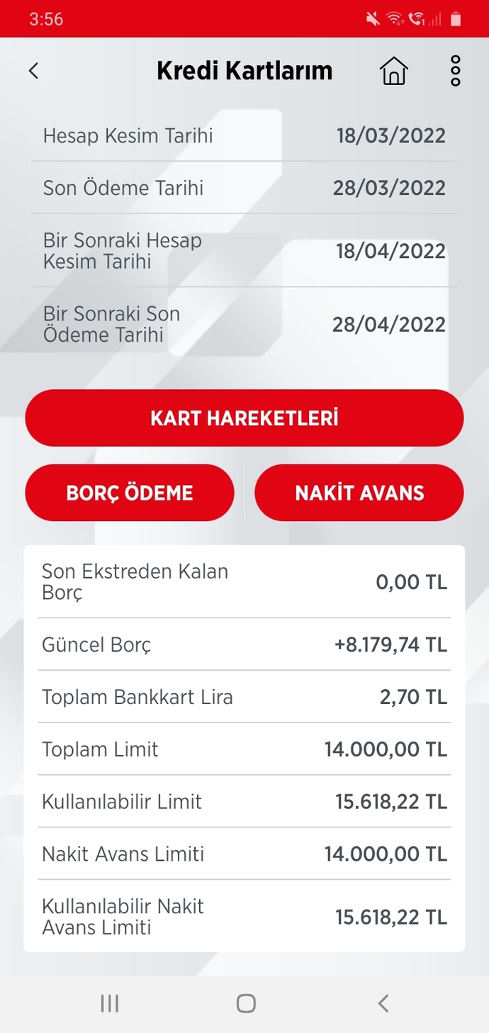 Kredi kartıyla alakalı acil yardım?