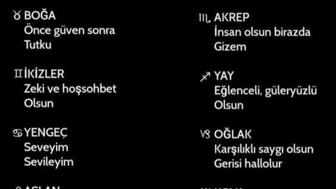 Burçların Karşı cinste aradıkları nedir?