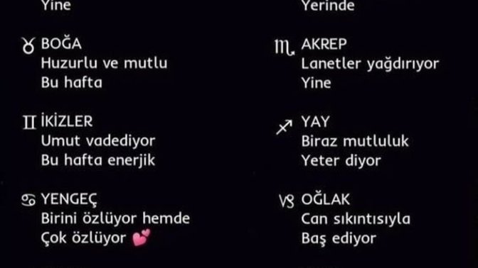 Burçların haftalık durumlar nedir?