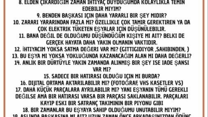 Minimalist bir yaşam için eşyalarınıza soru sormaya ne dersiniz?