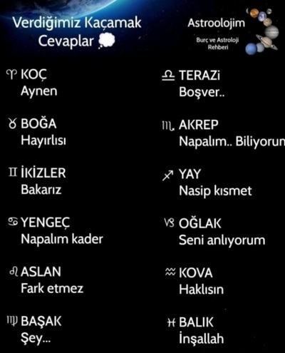 Burcuna göre verdiğin kaçamak cevaplar ne?