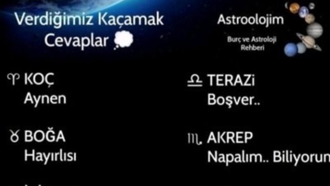 Burcuna göre verdiğin kaçamak cevaplar ne?