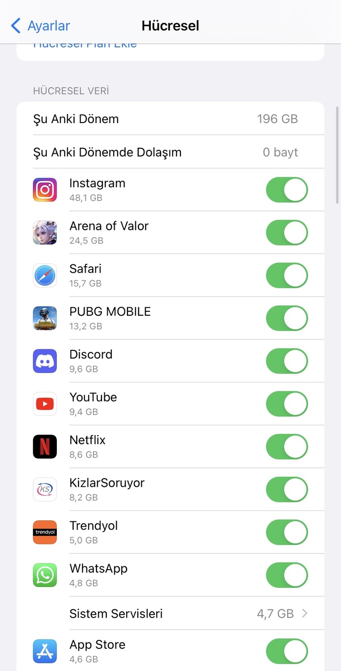 Telefonunuzda ayda kaç GB internet kullanıyorsunuz?