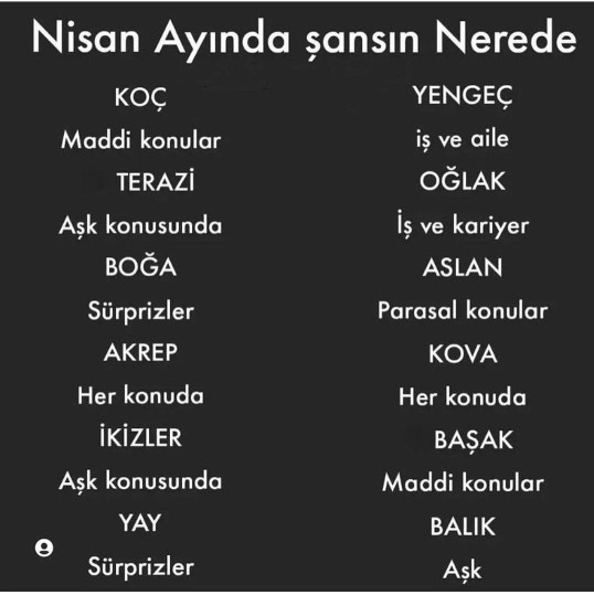 Nisan ayındaki şansın hangi konularda?