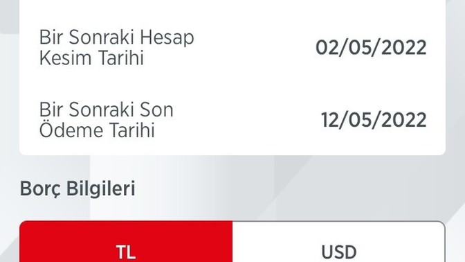 Son ekstreden kalan borç?