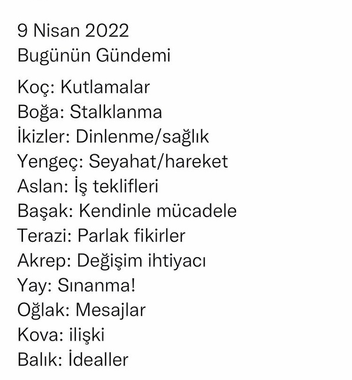 9 Nisan 2022 burcun gündemi nedir?