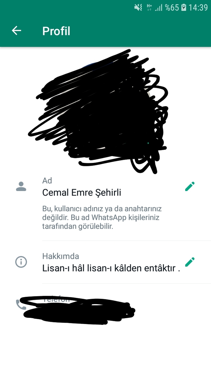 Whatsapp hakkımda kısmınızda ne yazıyor?