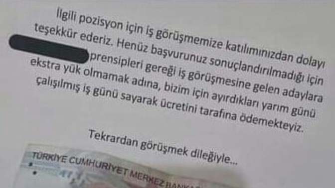 Gittiğiniz iş görüşmesi sonrası size bir zarf verilse ve içinde 100 TL çıksa ne yapardınız?