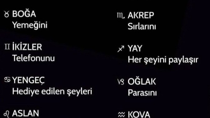 Burcuna göre neyi paylaşmayı sevmezsin?